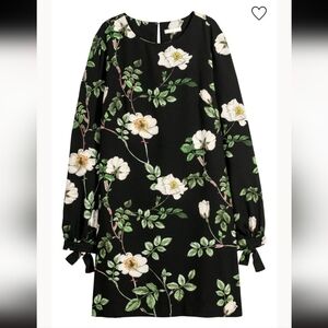 H&M black floral mini dress sz 12